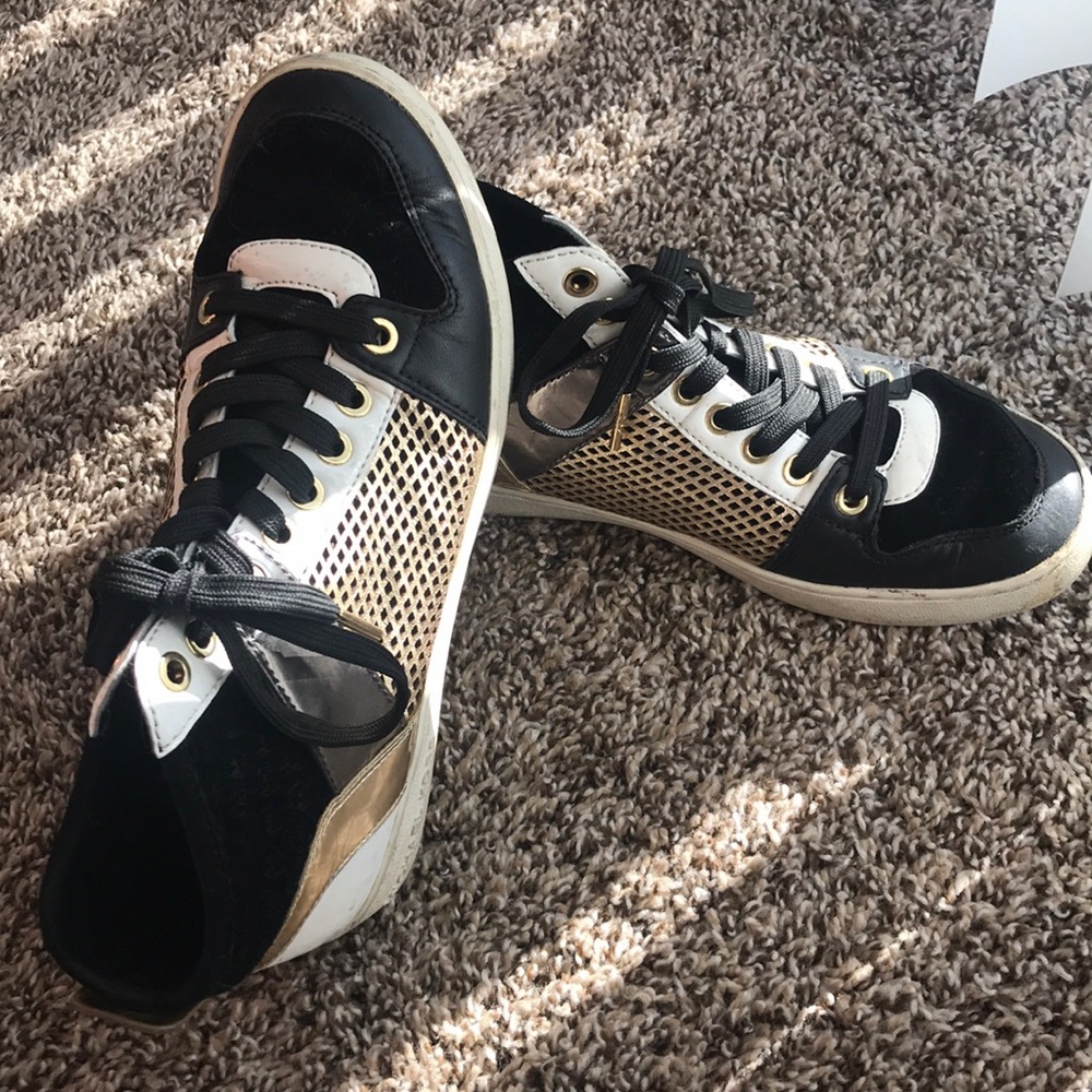 Michael Kors gold and black sneakers